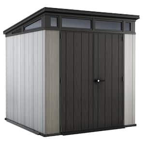 Artisan 7 ft. W x 7 ft. D Large Modern Durable Resin Plastic Storage Shed with Double Doors, Grey (50.2 sq. ft.)