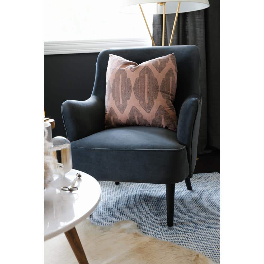 Arlyss Black Velvet Mid-Century Modern Accent Chair