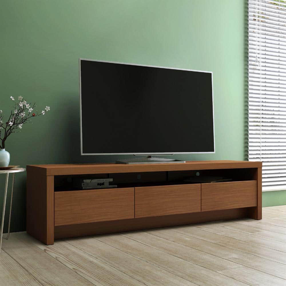 Sylvan 70.86 in. Maple Cream TV Stand with 3-Drawers Fits TV's up to 60 in. with Cable Management