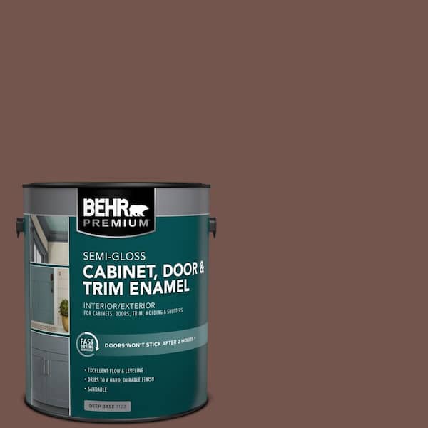 BEHR PREMIUM 1 gal. #HDC-CL-12 Terrace Brown Semi-Gloss Enamel Interior/Exterior Cabinet, Door & Trim Paint
