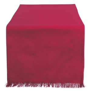 Wine Solid Heavyweight Fringed Cotton Table Runner