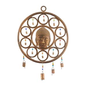 25 in. Bronze Metal Buddha Windchime with Beads