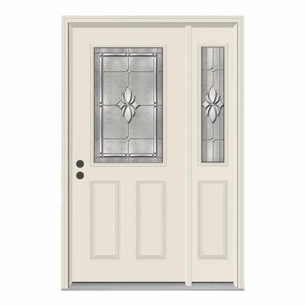 JELD-WEN 50 in. x 80 in. 1/2 Lite Langford Primed Steel Prehung Right-Hand Inswing Front Door with Right-Hand Sidelite