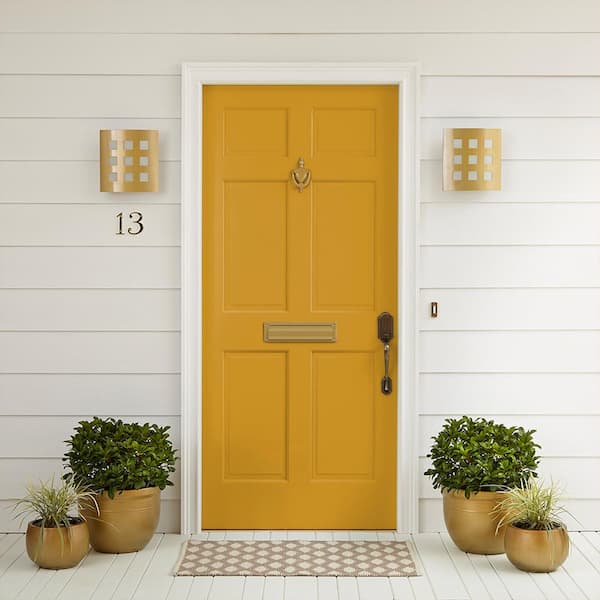 mustard yellow front door