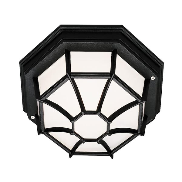 Bel Air Lighting 1-Light Black Outdoor CFL Flush Mount Light with Frosted Glass