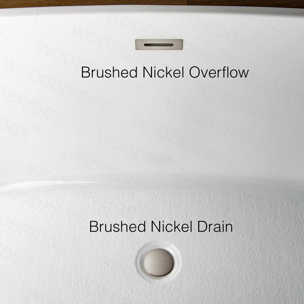 White Acrylic Freestanding Single Slipper Soaking Tub with Brushed Nickel Trim