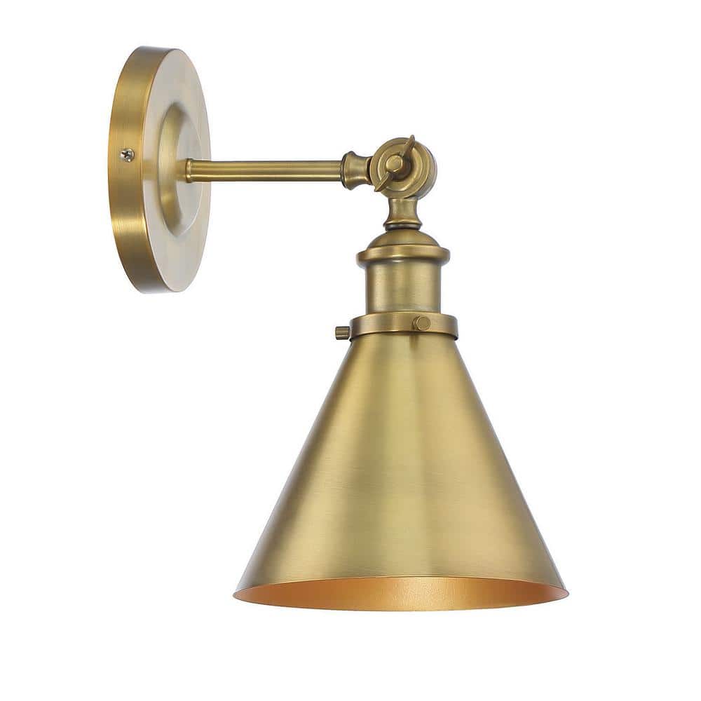 Glenn Warm Brass Adjustable Wall Sconce with Conical Shade