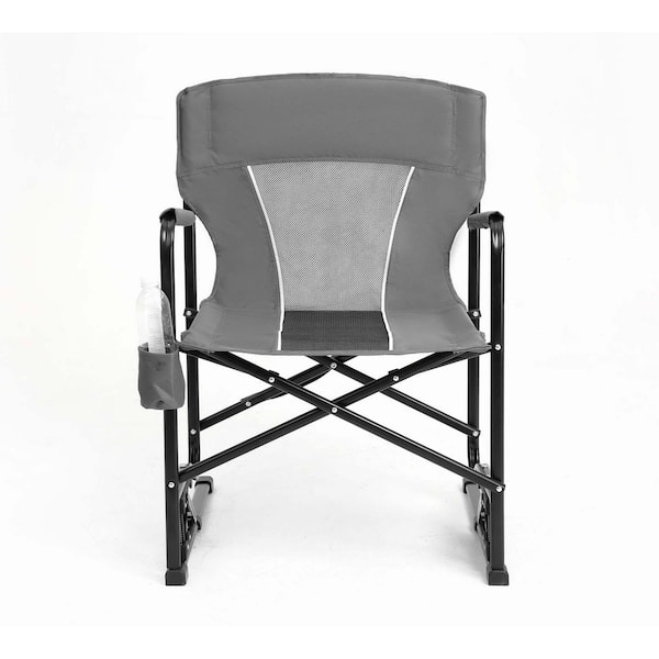 Siavonce Outdoor Freestyle Rocker Camping Chair Portable Folding Rocking Chair with Solid, Drink Holder and Backrest, Gray