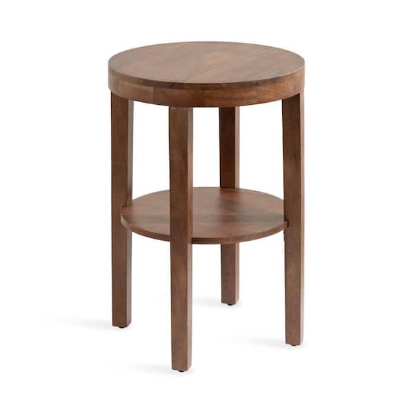 Talcott 16.00 in. Walnut Brown Round Solid Wood End Table
