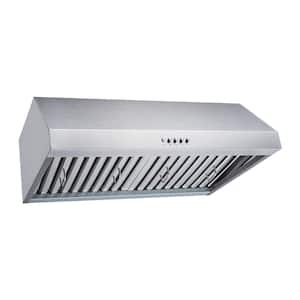 30 in. 466 CFM Convertible Under Cabinet Range Hood in Stainless Steel with Baffle Filters and Push Buttons