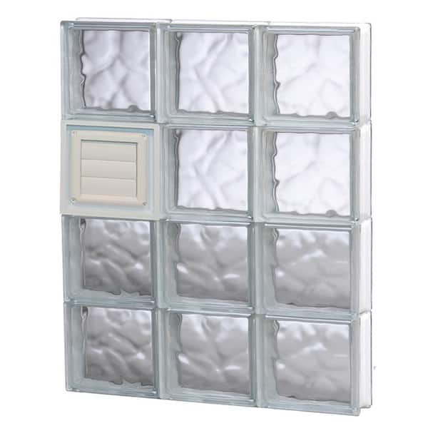 Clearly Secure 23.25 in. x 31 in. x 3.125 in. Frameless Wave Pattern Glass Block Window with Dryer Vent