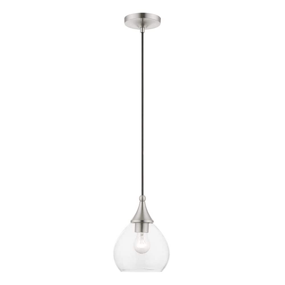 Mini Catania Brushed Nickel Pendant with Clear Glass Shade