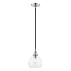 Catania 1-Light Brushed Nickel Island Mini Pendant with Clear Glass