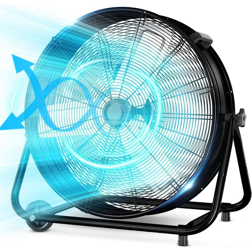 Lifeplus Industrial Fan 24 in. Heavy-Duty Drum 3-Speed 9640 CFM Air ...