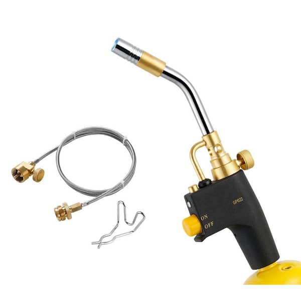 Propane Torch Head Cast Aluminum Brass Stainless Steel with Hose and Cylinder Clip for Welding Soldering 1-Piece