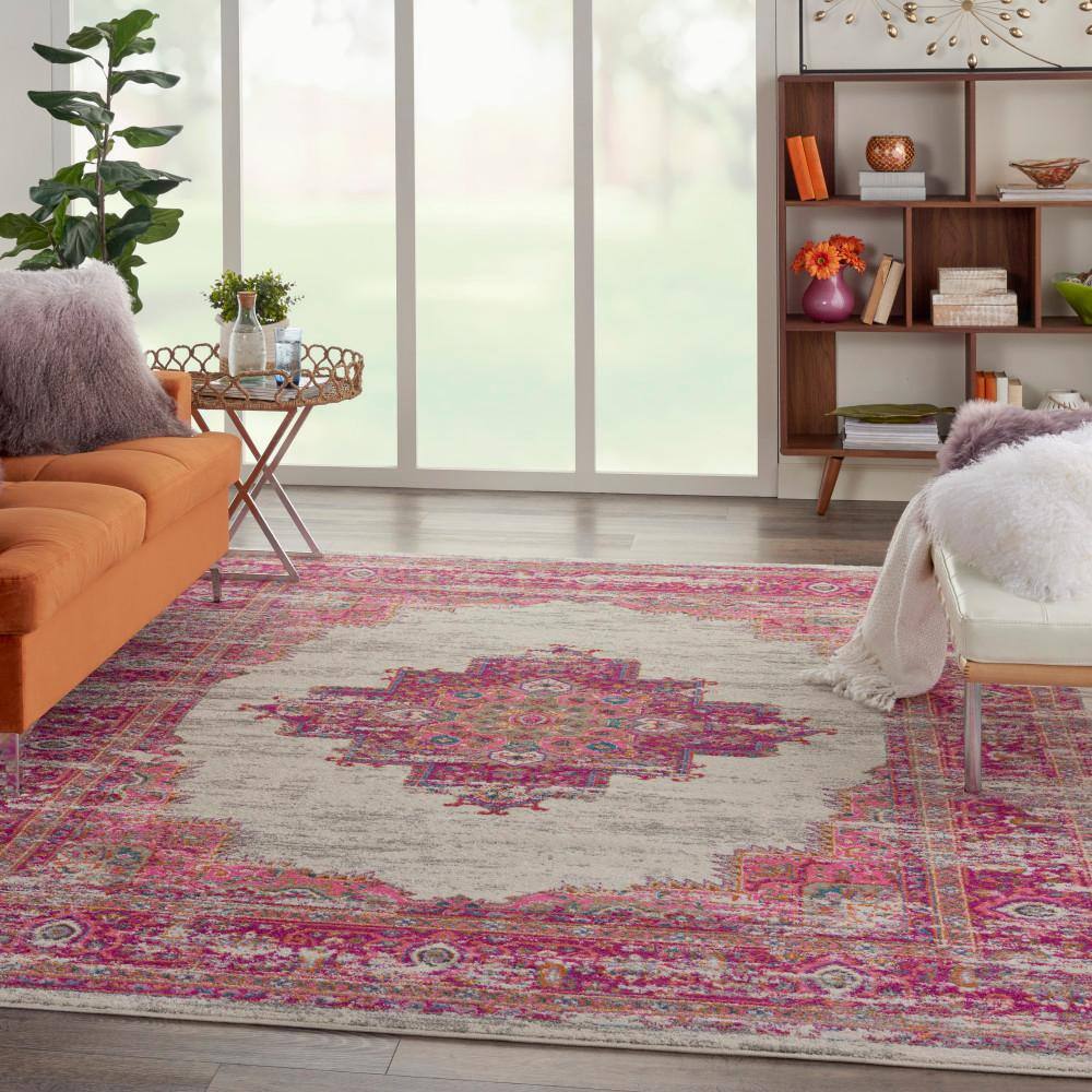 Regal Faux-Faded Ivory and Blue XXXL Traditional Area Rug