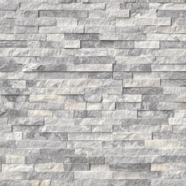 MSI Take Home Sample - Alaska Gray Mini Ledger Panel 4 in. x 6 in. Textured Marble Wall Tile
