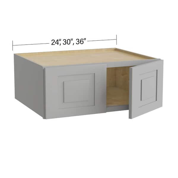 Home Decorators Collection Grayson 30 in. W x 24 in. D x 12 in. H Assembled Plywood Wall Bridge Kitchen Cabinet in Pearl Gray with Soft Close
