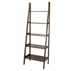 72 in. Warm Brown Wood 5-shelf Ladder Bookcase with Open Back
