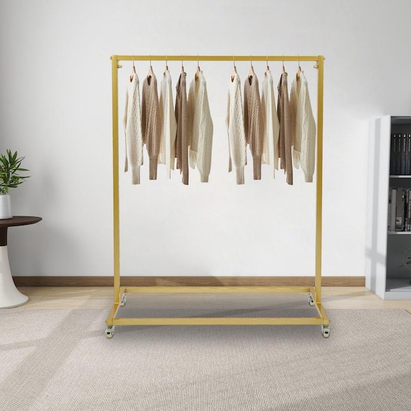 ゴールドラック YIYIBYUS Gold Metal Clothes Rack with Wheels 39.4 in. W x 52.7 in