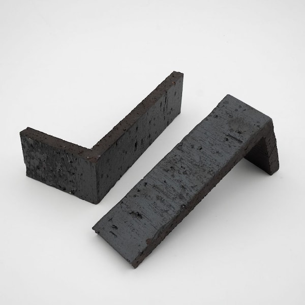 Unbranded 7.625 in. x 3.625 in. x 2.25 in. x 0.5 in Obsidian Thin Brick Corner (Box of 25-Bricks)