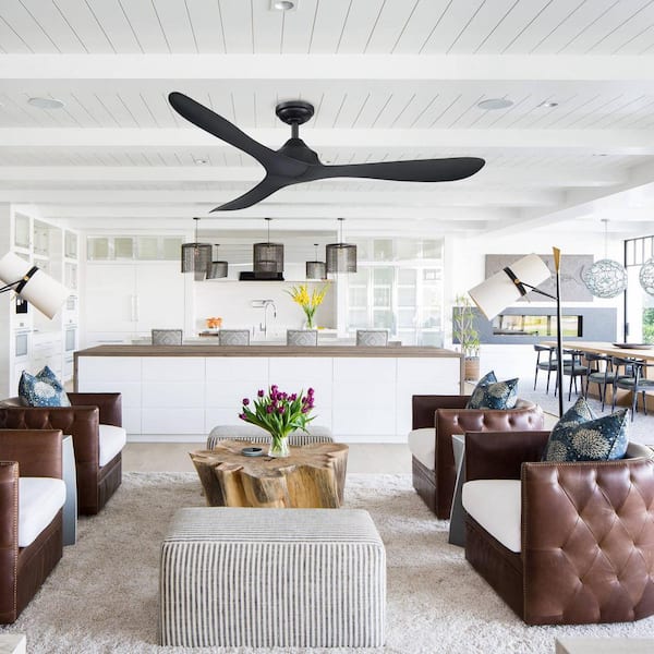 Joachim 56 in. Modern Black 3-Blade Propeller Ceiling Fan with Remote Control