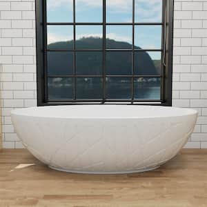 67 in. x 41.33 in. Double Slipper Soaking Bathtub with Left Drain in White/Solid Surface Stone