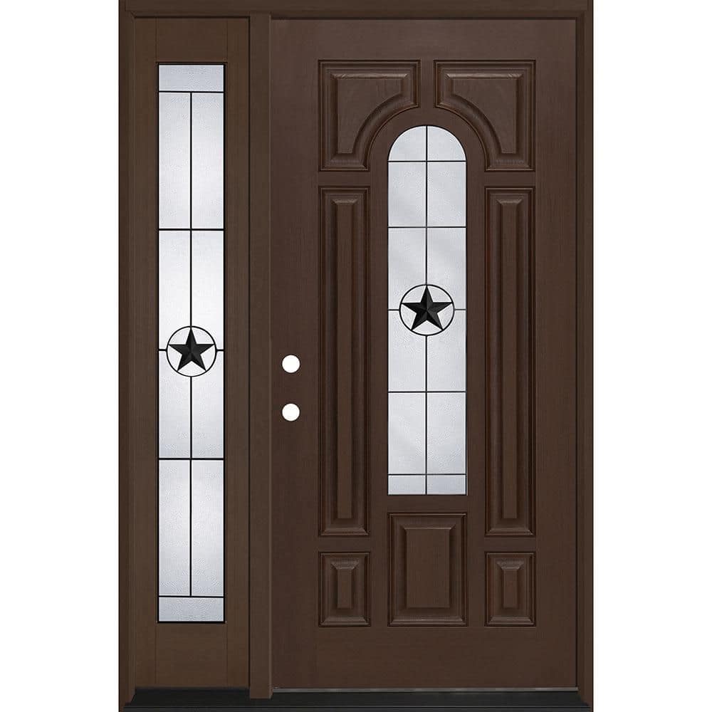Regency 51 in. x 80 in. CenterLite Alamo Glass RHIS Hkry Mahogany Fiberglass Prehung Front Door w/12in-Full SL 4-9/16 price history on PriceWatchPro