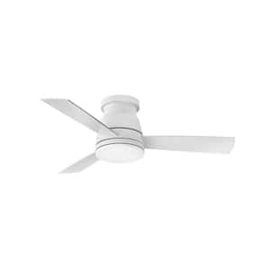 Trey 44 in. Integrated LED Indoor/Outdoor Matte White Ceiling Fan with Wall Switch