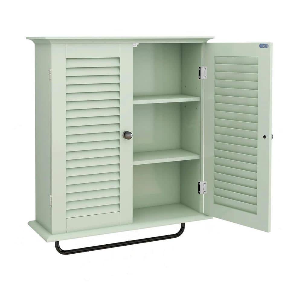 23.6 in. W x 7.7 in. D Green Decorative Wall Shelf, Bathroom Cabinet Wall M