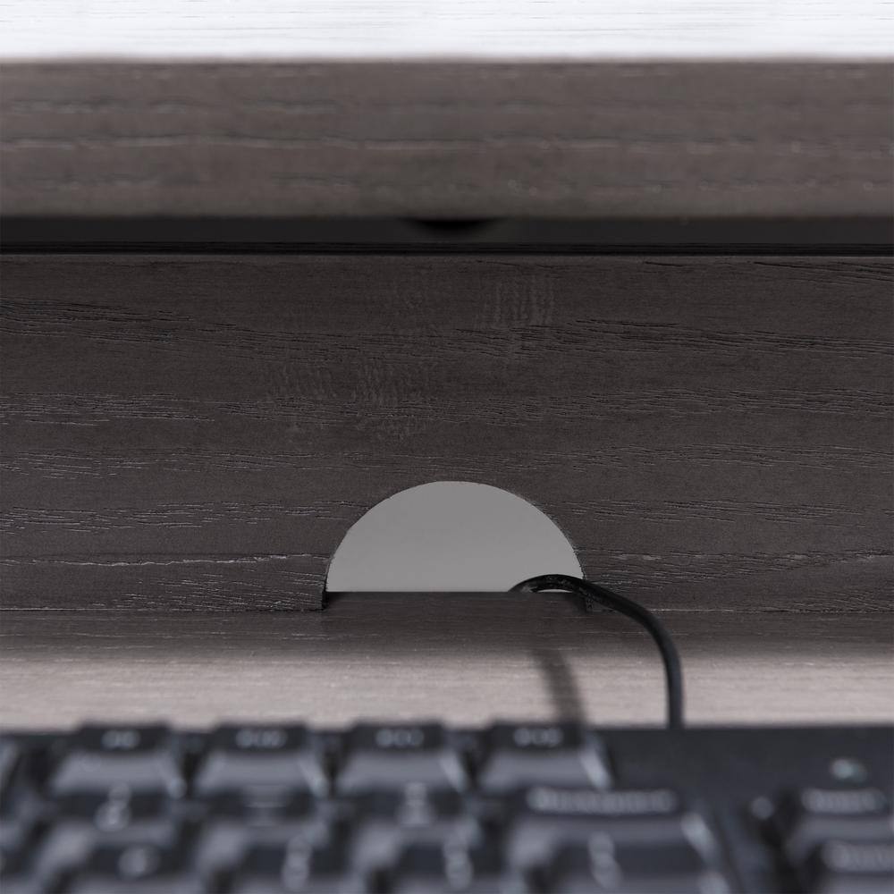 Chisel & Forge Oak Desk with Drawer in Smoke Gray and Matte Black