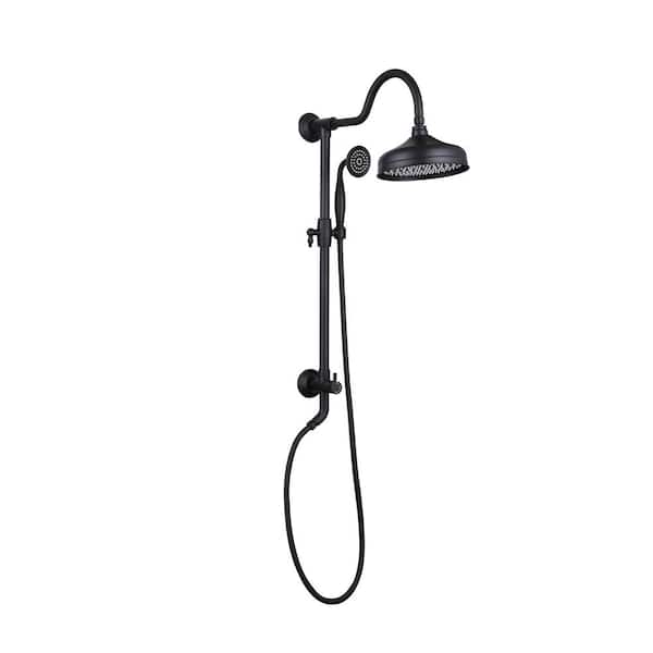 Mondawe 1-Spray with 1.8 GPM 8 in. Wall Mount Dual Shower Head and Handheld Shower Head in Matte Black (Valve Not Included)