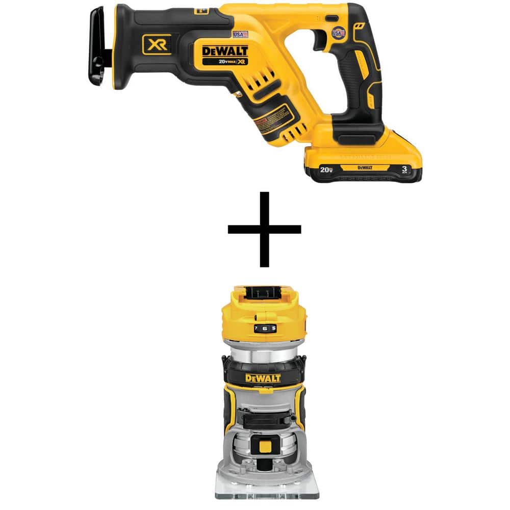 DEWALT 20V MAX Lithium-Ion Cordless Brushless Compact Reciprocating Saw and 20V  Cordless Brushless Router with 3.0Ah Battery DCS367L1W600 The Home Depot
