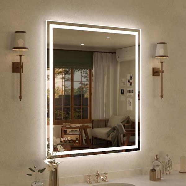 Spring 30 in. W x 36 in. H Rectangular Frameless LED Light Dimmable Anti-Fog Wall Bathroom Vanity Mirror