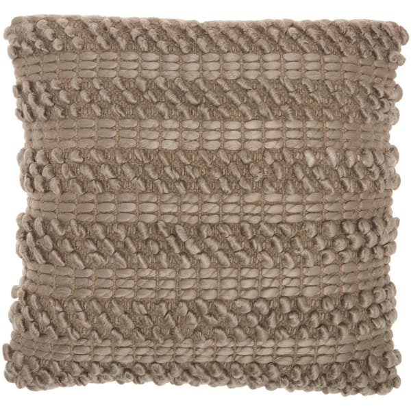 Nourison Lifestyles Silver Gray Farmhouse Striped 20 in. x 20 in. Throw Pillow
