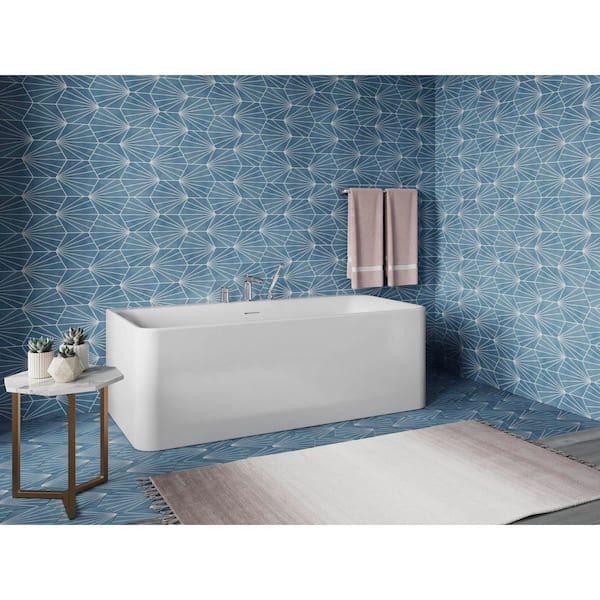 Unwind 66.94 in. x 31.5 in. Alcove Soaking Bathtub with Center Drain in White