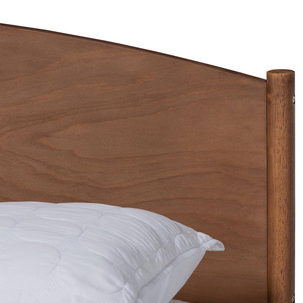 Leanora King Walnut Wood Upholstered Platform Bed with Slats
