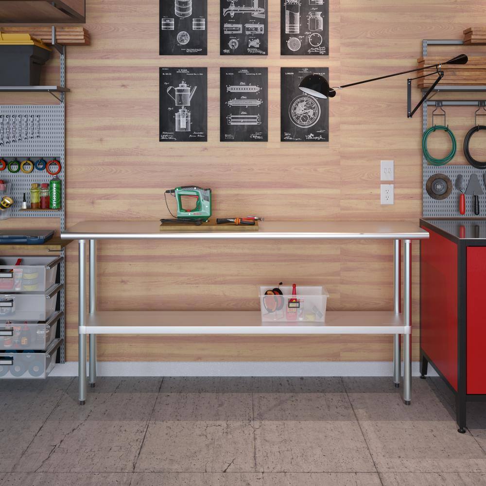 72" Stainless Steel Work Table with Galvanized Undershelf