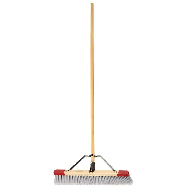 24 in. Gray Flagged Assembled Push Broom