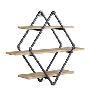 Sandy Black Entryway Wall Mounted Wooden Coat Rack with Storage Shelf