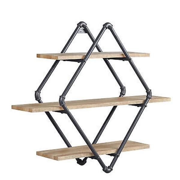Aoibox Sandy Black Entryway Wall Mounted Wooden Coat Rack with Storage Shelf