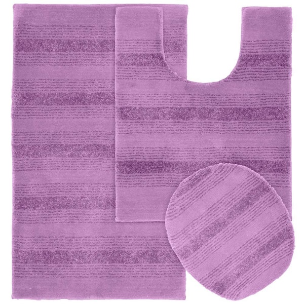 Garland Rug Essence Purple 21 in. x 34 in. Washable Bathroom 3-Piece Rug Set