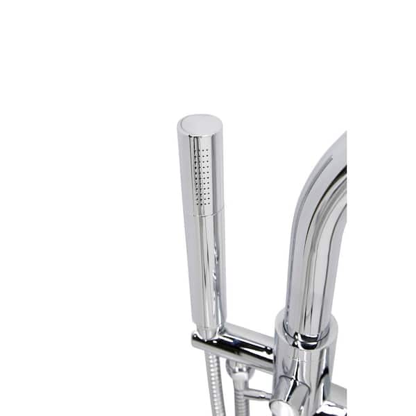 Cestino 67 in. L x 37 in. W Man-Made Stone Flatbottom Soaking Bathtub in Matte White and Kros Faucet in Chrome
