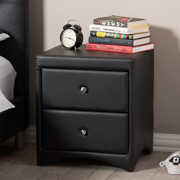 Baxton Studio Dorian 2-Drawer Black Nightstand