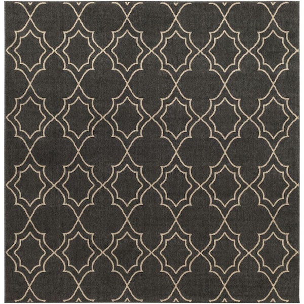 Livabliss Anderson Black 9 ft. x 9 ft. Square Indoor/Outdoor Patio Area Rug