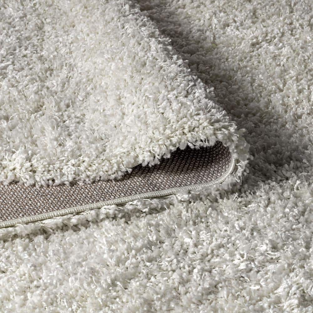 White 8' x 10' Synthetic Shag Area Rug