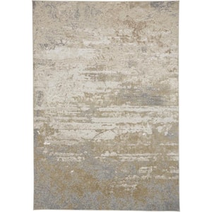 Ivory Gold and Gray 2 ft. x 3 ft. Abstract Area Rug
