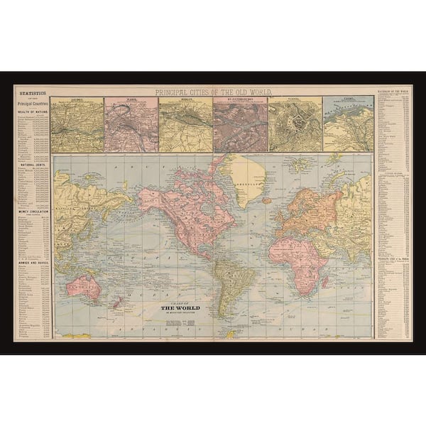 Unbranded "Chart of the World" by Marmont Hill Framed Travel Art Print 8 in. x 12 in.
