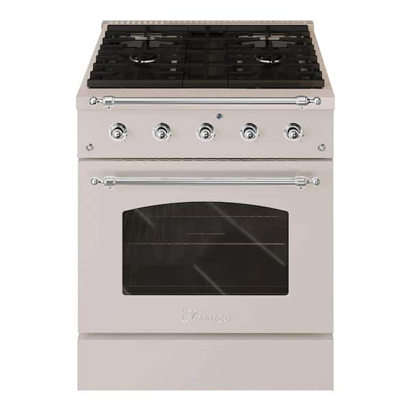 Hallman CLASSICO 30 in. 4 Burner in.gle Oven Dual Fuel Range with Gas Stove and Electric Oven in Stainless steel
