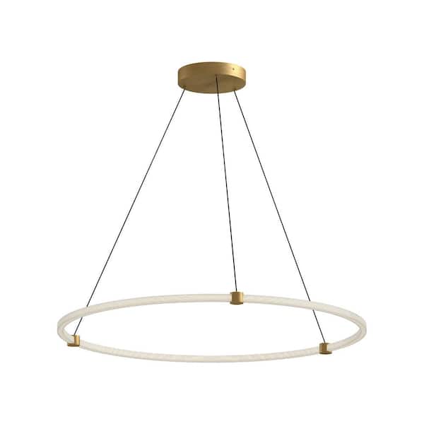 KUZCO Bruni 40 in. 1 Light 53-Watt Brushed Gold Integrated LED Pendant Light